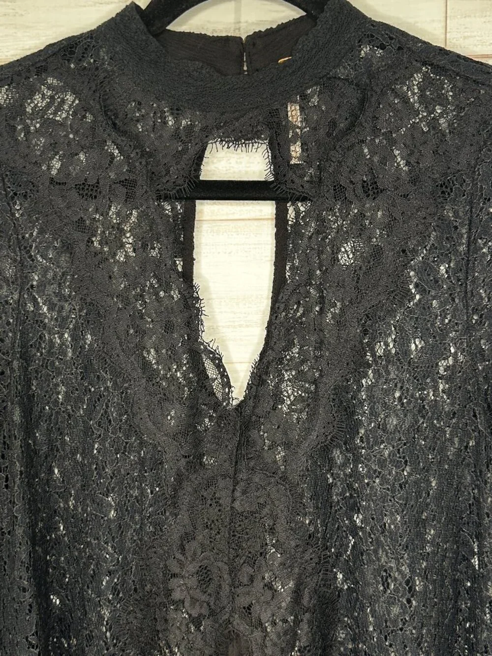 Free People Tell Tale Sheer Lace Tunic Mini Dress in Black Size Small